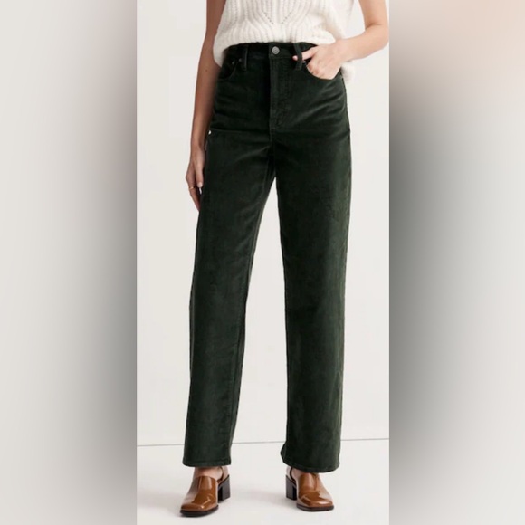 Madewell The Perfect Vintage Wide-Leg Pant Corduroy Edition Forest Green Size 28 - Picture 2 of 16